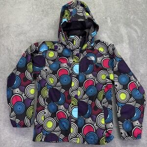 The North Face HyVent Rain Wind Shell Jacket Girl L (14/16) Circle Print Hooded